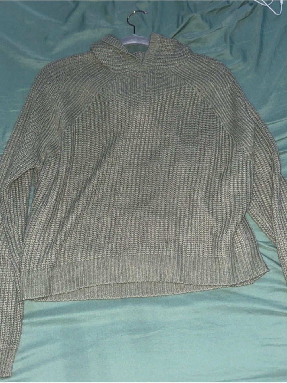 refuge Olive Green Ribbed Hooded Sweater - Picture 1 of 3
